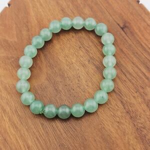 Sage Glass Round Stone Beaded Stretch Bracelet Simple Stackable Hippie Boho